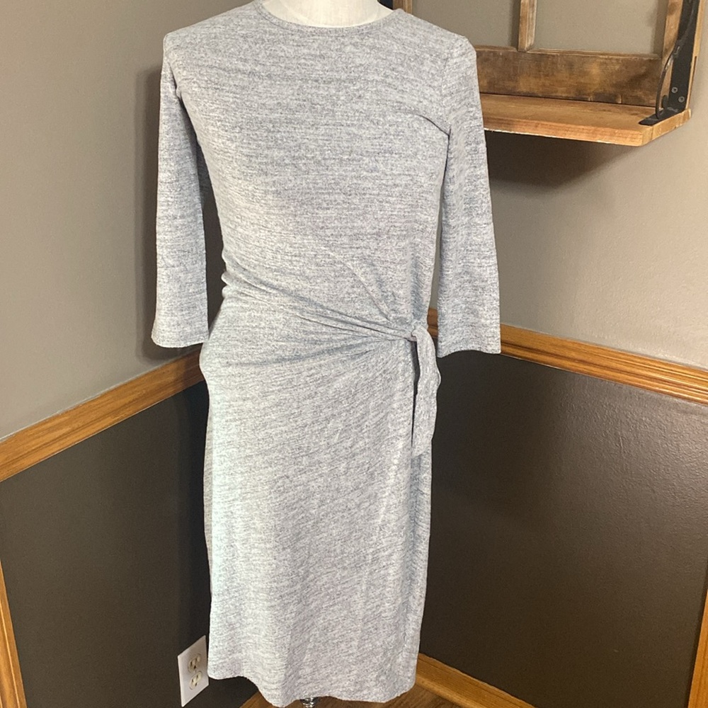 Gap heather grey 3/4 sleeve wrap dress Size small